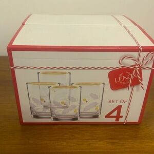 New in box set of 4 Lenox Holiday glasses.